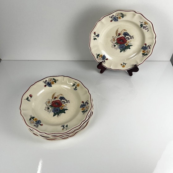 Set of 6 flat / semi-deep plates "Agreste" Sarreguemines, 20th century – Crockery, Ceramic (photo 2 of 10)
