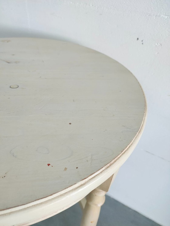 Vintage Brocant 'Farmhouse' Ronde Bijzettafel Plantentafel Haltafel (Créme/Wit) – Wood (photo 8 of 12)