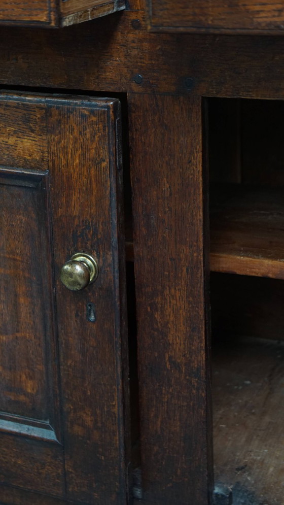Image 1 of Antique English oak food cupboard/ cabinet from late 18th/ early 19th century