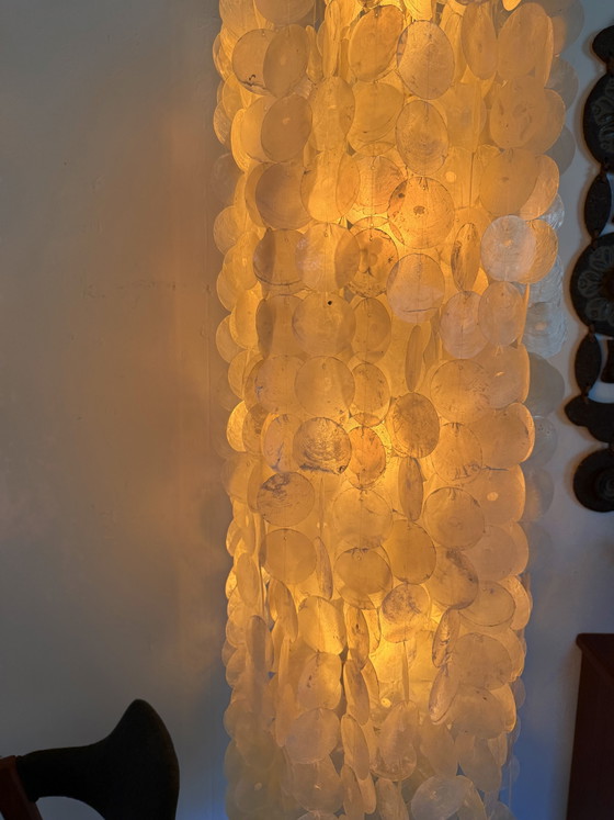 Image 1 of Lampada vintage XXL (200 cm) in conchiglia di capiz, Italia '80