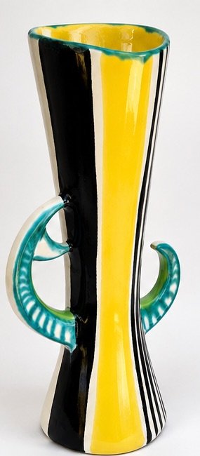 Gabriel Fourmaintraux Signed GF Ceramic Vase, France, 1950s-1960s, Yellow (photo 3 of 7)
