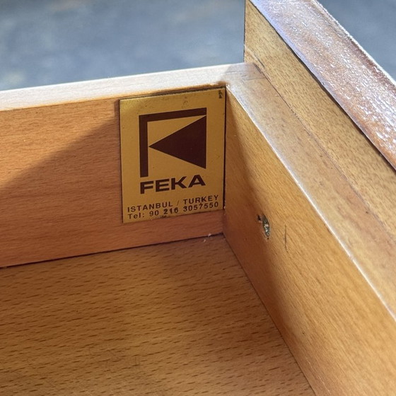Scrivania in radica di noce con piano in pelle di FEKA, anni '70 – Tavoli da pranzo, Brass (photo 9 of 18)