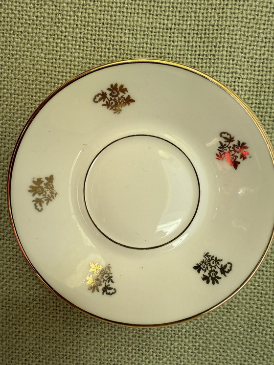 Image 1 of Tazza da caffè/piattino Limoges/Bavaria - dipinta a mano in oro