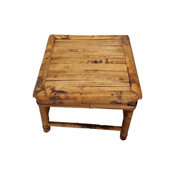 Image 1 of Table à plantes vintage en bambou et écaille de tortue, milieu du 20e siècle