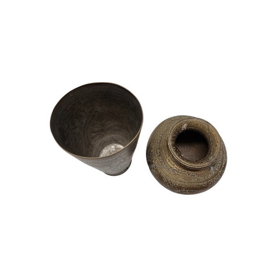 Image 1 of Petits vases vintage en laiton provenant d'Inde, années 1960/70