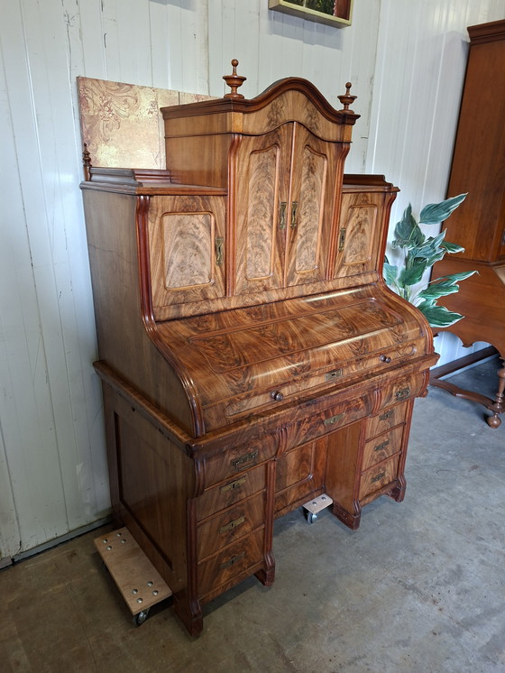 Image 1 of Antiker Louis-Philippe-Sekretär mit Rollladen, aus Mahagoniholz