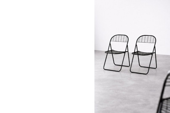 Image 1 of Vintage Swedish Mid-Century Modern Minimalist Black Metal Åland Chair by Niels Gammelgaard for IKEA, 1980s, Set of 5