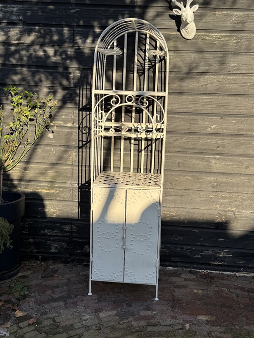 Vintage Wrought Iron Bar Station with Bottle Rack