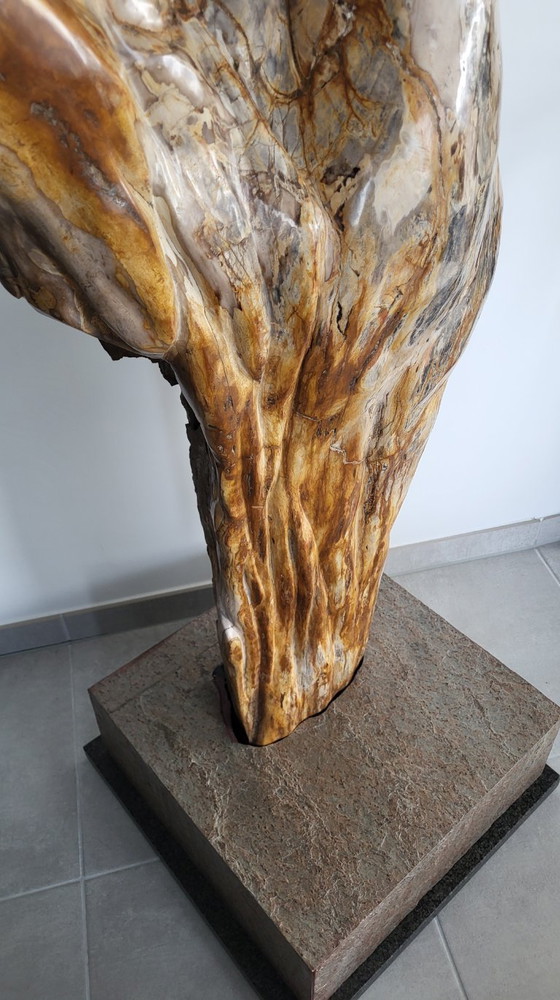 Image 1 of Escultura única, "madre e hijo" en madera petrificada.