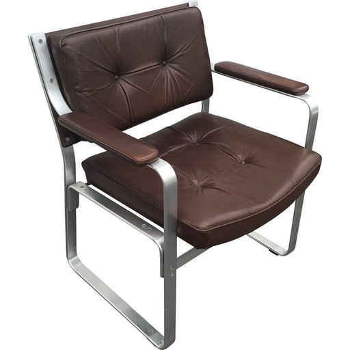 Poltrona Mondo in pelle vintage di Karl Erik Ekselius