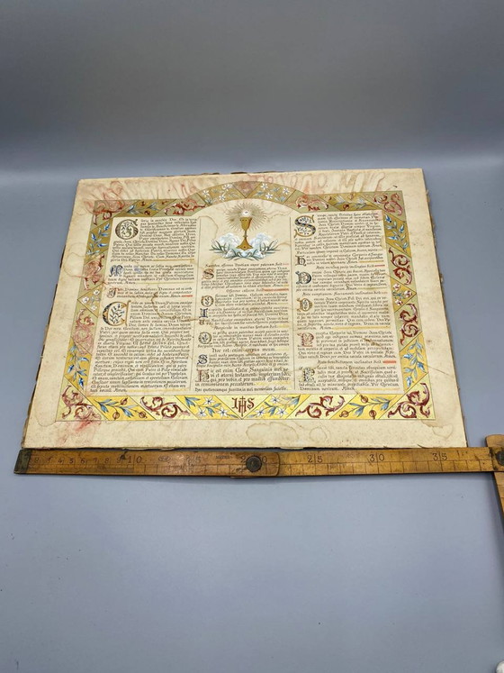 Latin Catholic Liturgical Wooden Panel, Illuminated Chromolithograph – Art Prints (photo 5 of 5)