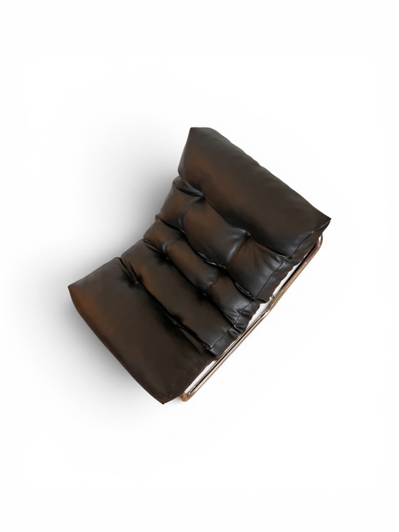 Image 1 of Vintage IKEA "Pixi" fauteuil – Gillis Lundgren, jaren 70, zwart leer, uitstekende staat