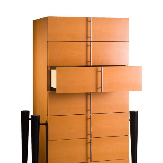 Cassettiera Semainier « Victoire » di Michel Boyer per Rouve, c.1988, Cassettiere, Legno, Metallo, Marrone (foto 3 di 8)