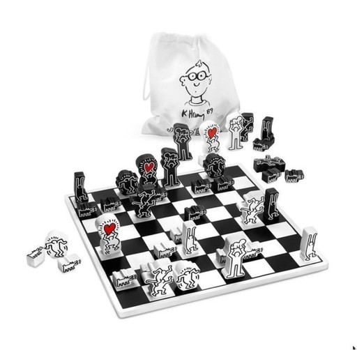 Keith Haring Schachset, schwarz-weiß, neu!!!