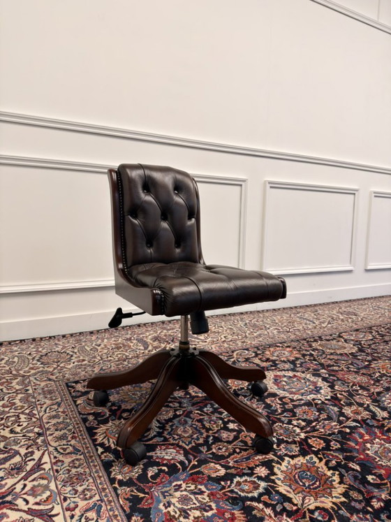 Sedia da ufficio Chesterfield classica inglese senza braccioli – Sedie da ufficio, Leather, Wood (photo 7 of 7)