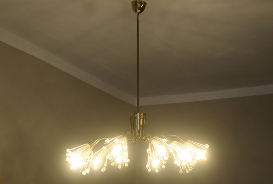 Image 1 of Elliptical Brass and Glass Chandelier by Emil Stejnar for Rupert Nikoll, 1950s