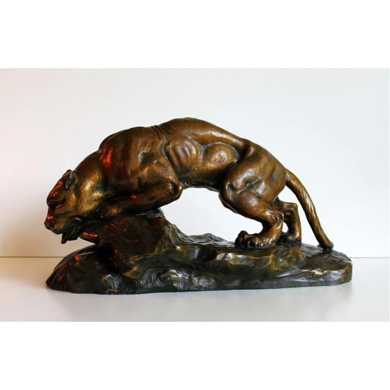 Image 1 of Sculpture of a lioness in terracotta by Armand Fagotto