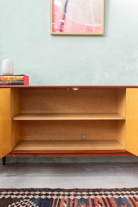 Image 1 of Vintage teakhouten dressoir, ladekast, laag dressoir, Riestenpatt, midden 20e eeuw