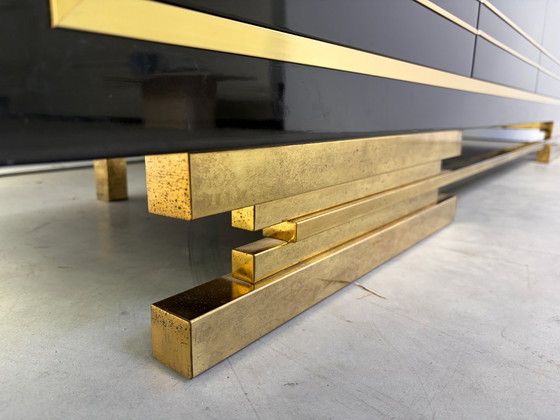 Credenza vintage laccata nera e ottone, anni '80 – Credenze, Legno (photo 6 of 13)