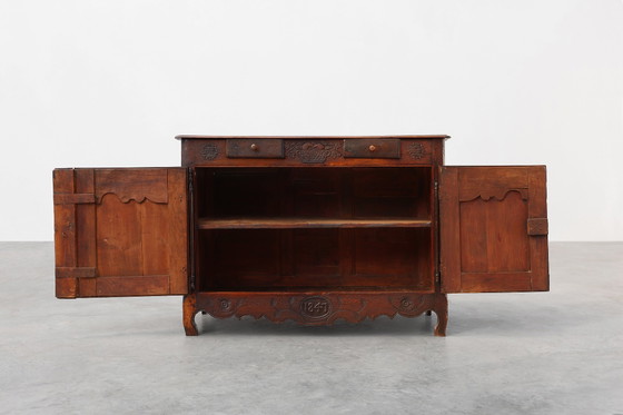 Image 1 of Rare French provincial carved cabinet or buffet with great patina, dated 1841