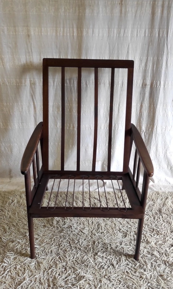 Image 1 of Fauteuil style scandinave en bois massif - années 60/70