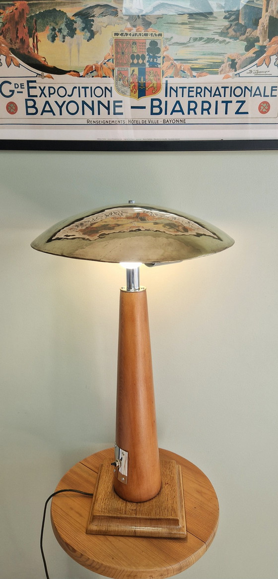 Image 1 of Vintage table lamp in wood and metal – Modernist design, 1950s