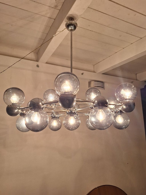 Vintage 1960/70 Atomic Pendants extra Large Italian Chandelier 16 Lights RARE