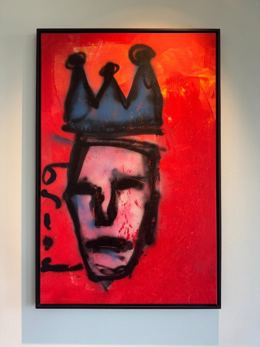 Herman Brood (1946-2001), Acrílico y spray sobre lienzo, King, Firmado