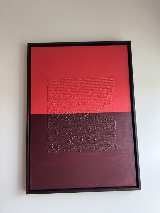 Unique Texture Painting With Floating Frame | (53 x 73 cm) – schilderijen tekeningen, Canvas, Wood (photo 2 of 3)