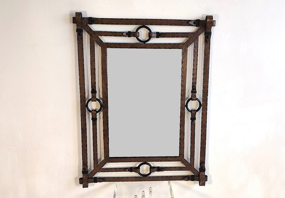 💎✨ Exceptional Jean-Pierre Ryckaert Mirror Iron leather-style, France 1960s ✨💎 – Glass (photo 10 of 20)
