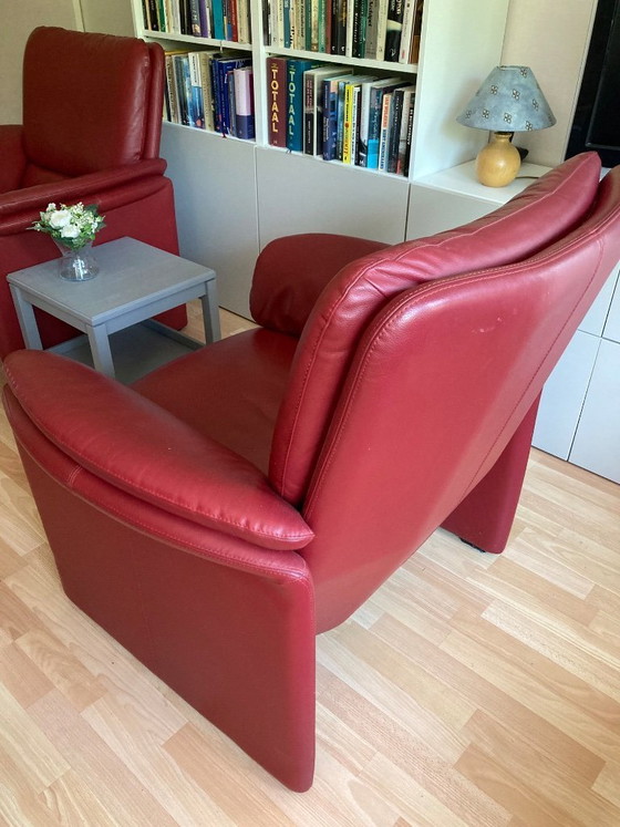 Image 1 of 2 Sillones Leolux de piel (rojo burdeos)