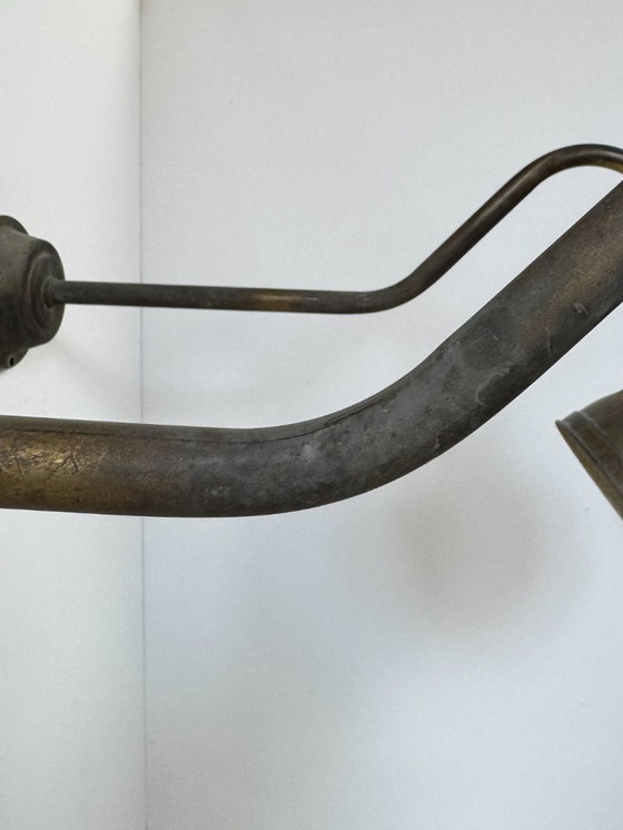 Image 1 of Pair of XL patinated brass wall lights, France 1970