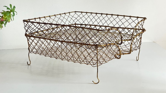 Image 1 of Vintage brass wire letter trays