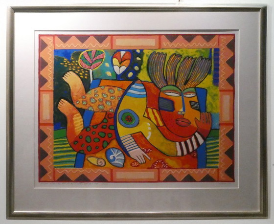 Image 1 of CLEMENS BRIELS - Sérigraphie rare des Caraïbes « Antigua : 365 jours de paradis ! » | 132/175 | 95 x 110 cm