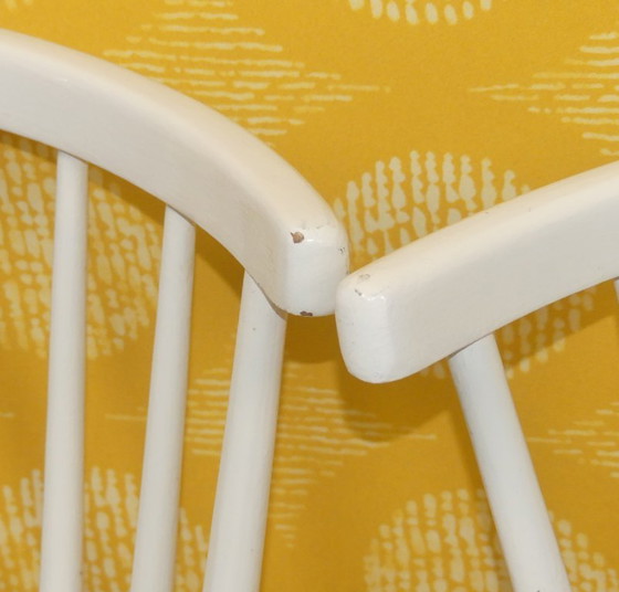 Image 1 of Set of 4 vintage chair classic kitchen chair rung chair kitchen wood white shabby chic retro wooden chair stable