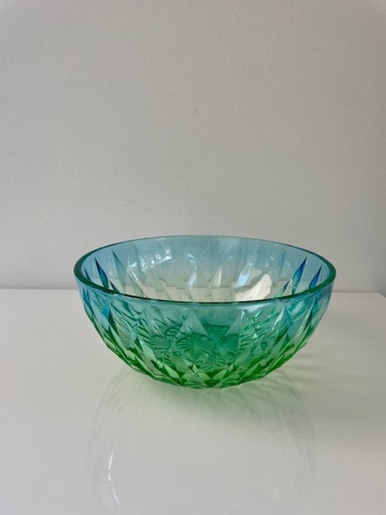 Image 1 of Glazen design schaal blauw groen verloop 23 cm