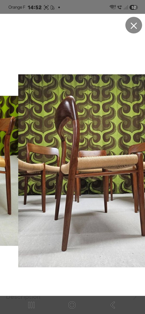 Image 1 of Lot 6 chaises model 75 de Niels O. Møller 1960  