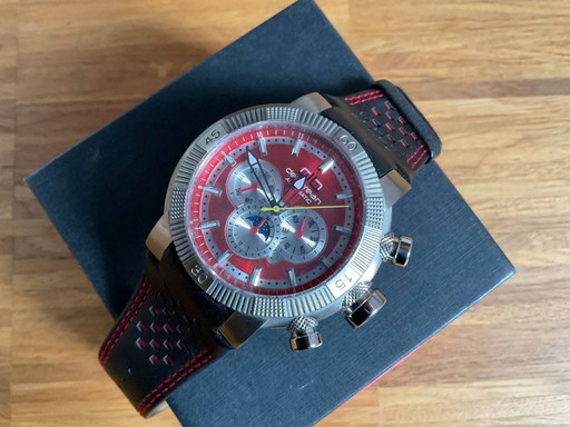 Cronografo automatico deLorean | Edizione limitata 009/500 modello DL05-1070 rosso argento | Set completo