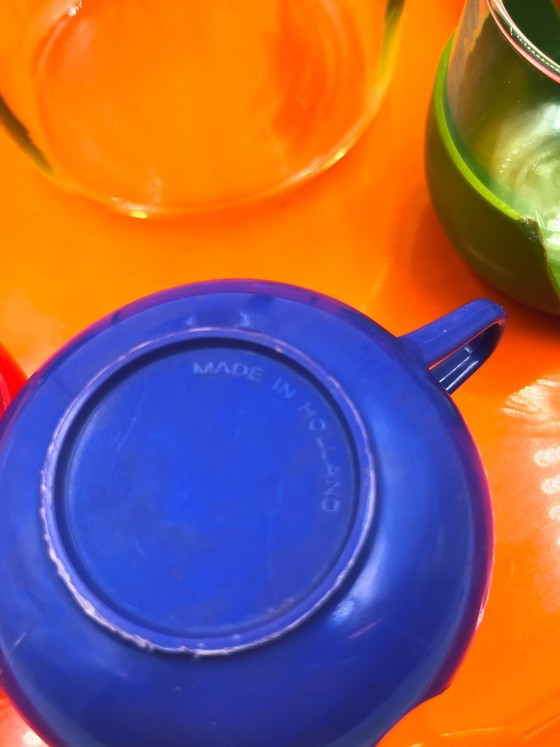 Multicolor Space Age Coffee Service, Table accessories, Glass, Plastic, Orange, Pop Art (photo 11 of 13)