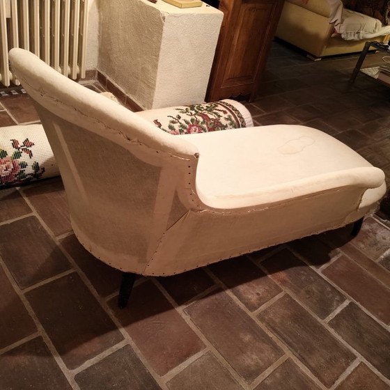 Antique Napoleon III period chaise longue, needing reupholstering / Wooden frame & turned legs – Textile (photo 7 of 10)