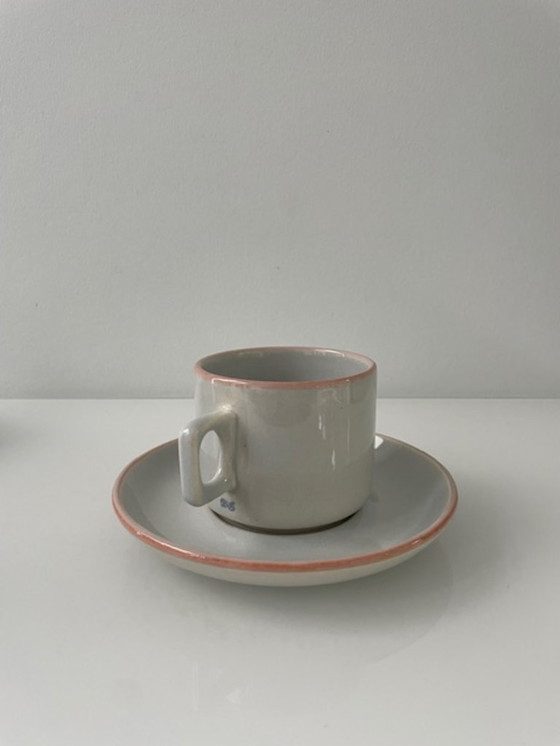 Image 1 of Vintage koffieservies – Huizen Holland Driehoek (5 kop en schotels)
