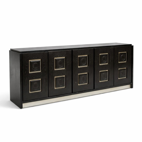 Groot vintage Brutalistisch dressoir in zwart eikenhout – Metal (photo 2 of 8)