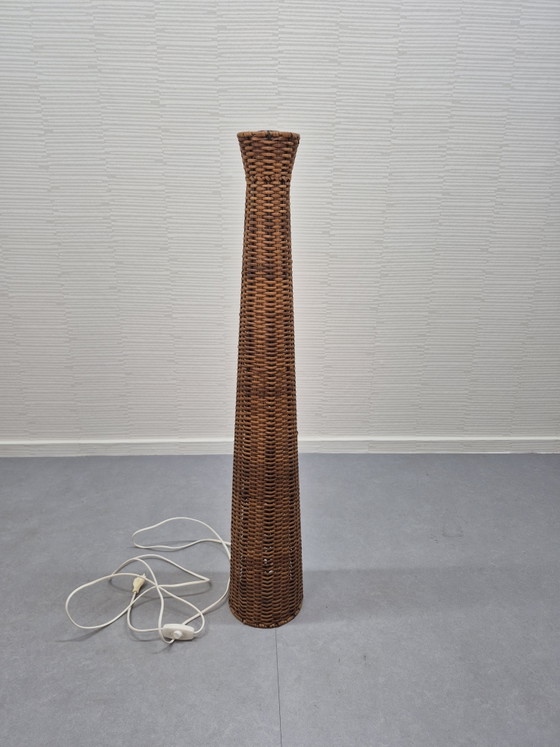 Vintage Staande Lamp Rotan. Vloerlamp Riet. – Vloerlampen, Wicker, Textile (photo 14 of 15)