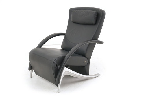 Fauteuil inclinable Rolf Benz 3100 avec fonction Relax, cuir, noir