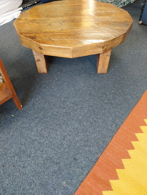 1 x brutalist heavy oak coffee table 1970s