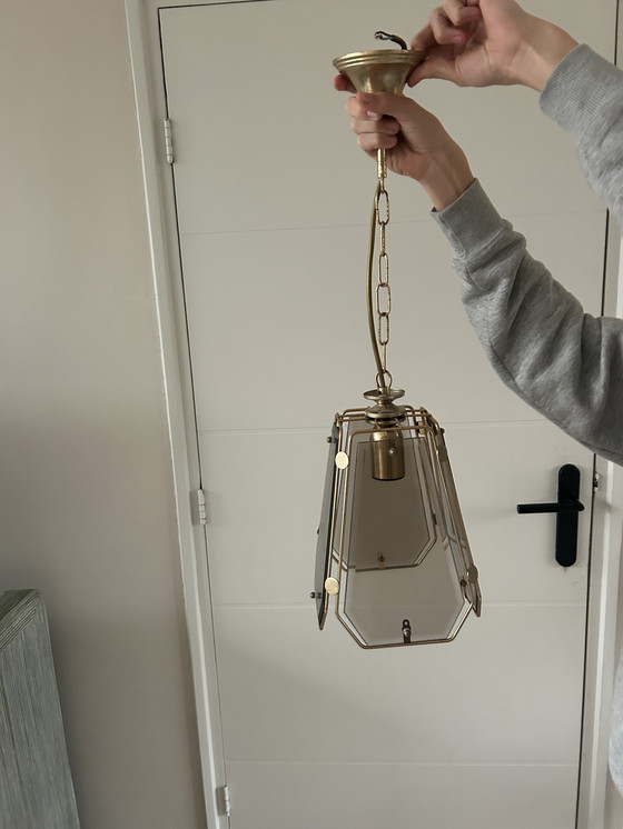 Image 1 of Vintage hanglamp messing rookgas