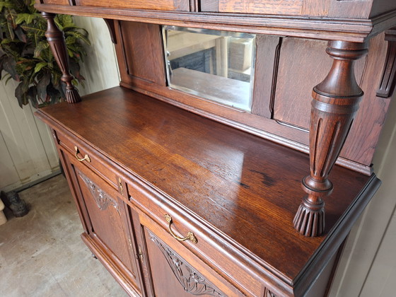 Image 1 of Antieke buffetkast, servieskast, wandmeubel afm. 130x47cm en 213cm hoog
