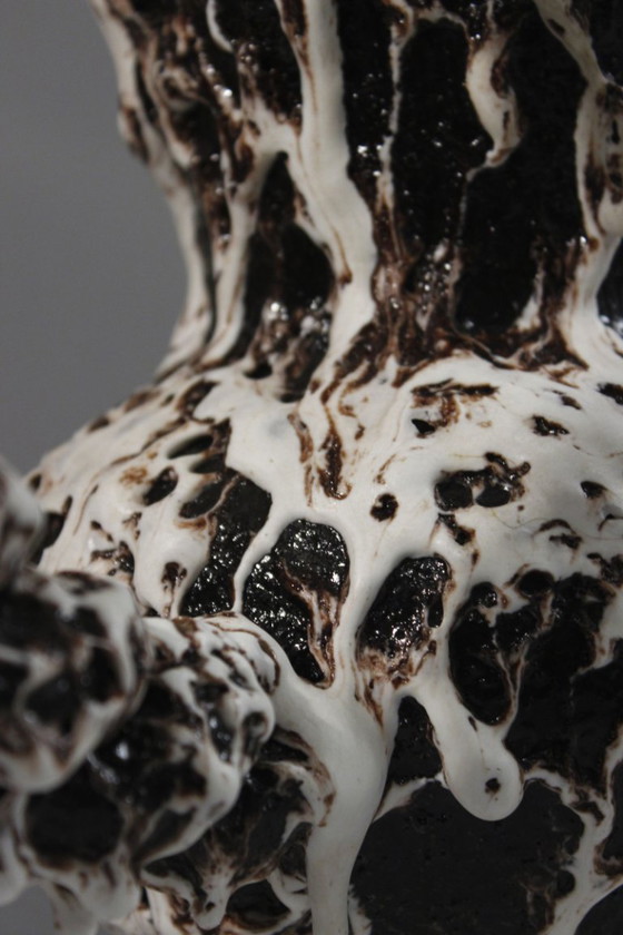 Image 1 of Marius Giuge a Vallauris - Vaso brutalista in ceramica smaltata con lava, anni '50