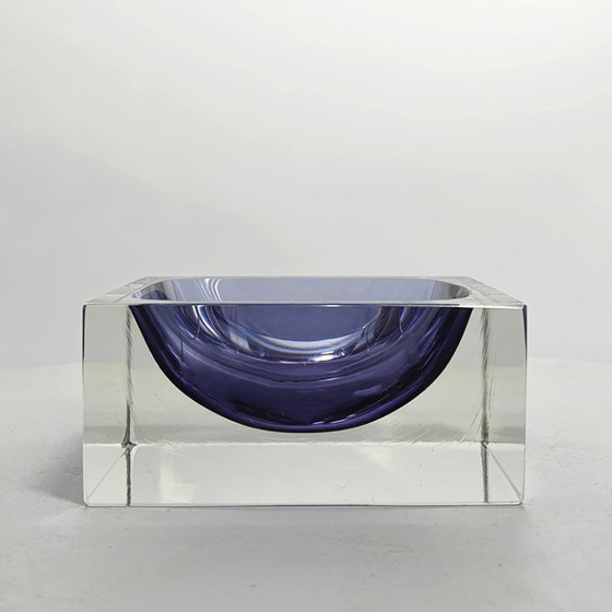 1960s Stunning Purple Square Ashtray or Catch-All in Murano Glass by Flavio Poli for Seguso. Made in Italy (photo 2 of 8)