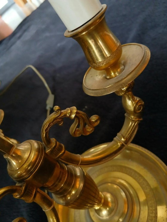 Exceptional Empire Style Bouillotte Lamp, Swan, Lucien Gau - Perfect Condition * – Table lamps, Metal, Brass (photo 14 of 14)